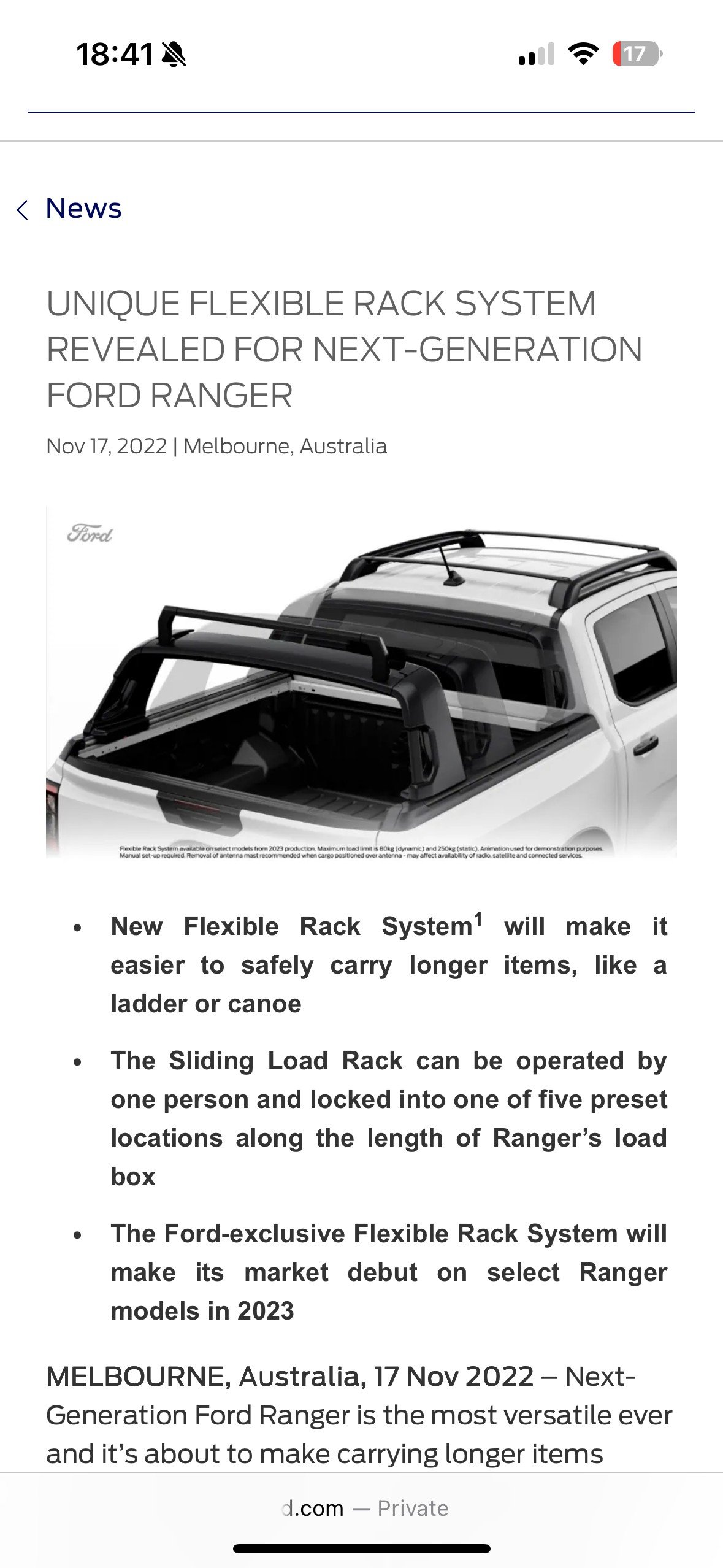 4x4 Vehicle Parts: FORD Ranger Roof Rack/Bars